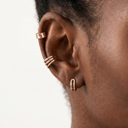 SLUYNZ Solid 925 Sterling Silver Ear Cuff Earrings for Women No Piercing Cartilage Earrings Tri Earrings, Helix Cuff Earrings for Men - color: C-Rose Gold Plated
