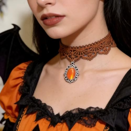 Pink Lace Choker Necklace Set, 10 Pieces - color: Brown