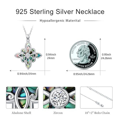 Witch Necklace 925 Sterling Silver Pentagram Triple Moon Pentacle Pendant Wiccan Pagan Jewelry Witchy Gifts for Women - style: Witches Knot-Abalone
