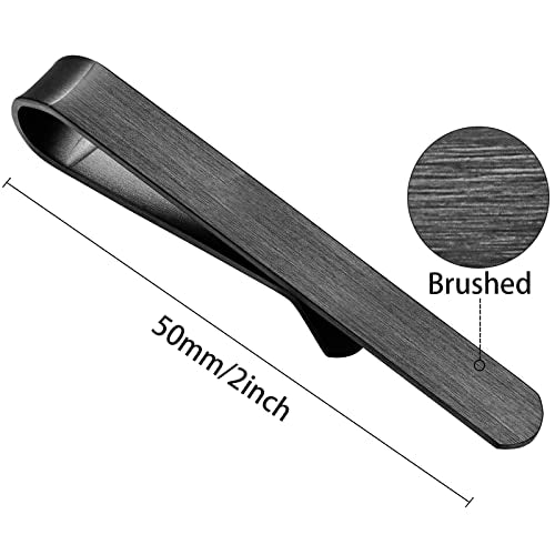 HAWSON Skinny Tie Clip Bar Set, 2 Inch Tie Clip for Men - Wedding, Meeting, Party Gift Set - color: 1 PCS Black Brushed