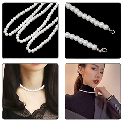 Honbay 6PCS Faux Pearl Necklaces Glass Round Pearl Choker Necklaces Fashion Jewelry for Weddings Parties or Daily Use (8mm)