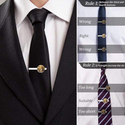Tie Clip for Men, Tie Bar Cufflinks Set, Copper Necktie Clip And Shirt Cuff Links for Business Wedding Gift - color: Kangaroo Butterfly Garden