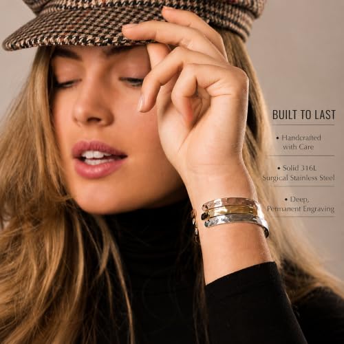 Bracelet - Gifts for Women – Inspirational, Friendships, Love, Mom, Daughters, Sisters, Christian, Graduations, Memorials & Wedding Gifts – 100+ Phrases – Stainless Steel, Gift Ready - color: BADASS Gift - Note to Self.... Let that sh*t go - SILVER