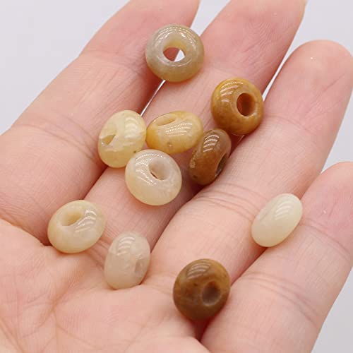 50pcs Natural Semi-Precious Stone Large Hole Loose Beads Abacus Shape Fashionable Opal Amethyst Unakite Rose Quartz Charm Beads for Making Necklace Bracelet - color: 5x10mm