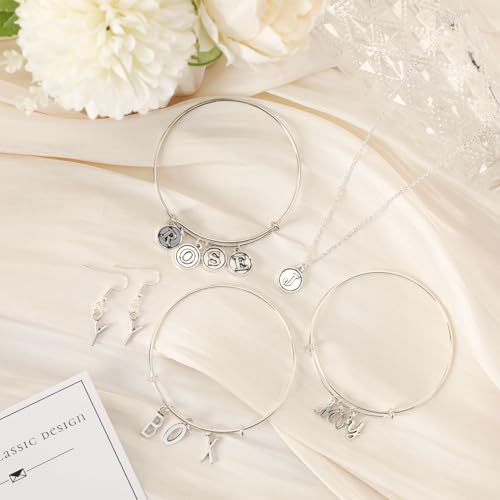 SANNIX 156Pcs/6 Sets Letter Charms, Alphabet ABC Letter Charms 3 Styles | Capital A-Z DIY Bracelet Necklace Pendants, with 200Pcs Open Jump Rings, for Jewelry Making, Antique Silver - color: Silver