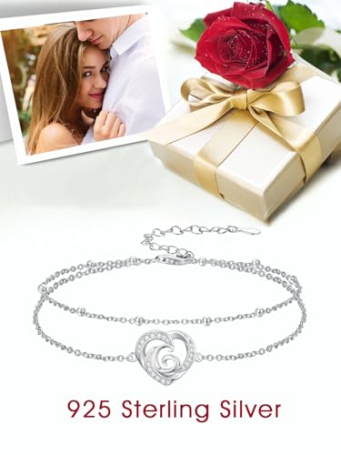 Dorunmo Initial Anklet 925 Sterling Silver Letter A-Z Layered Heart Anklet Beach Jewelry Birthday Gifts for Women - color: G
