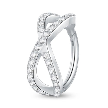 Xpircn ASTM F136 Titanium Double Hoop Septum Click Nose Rings Lip Rook Lobe Tragus Helix Cartilage Daith Conch Earrings Clear CZ Paved Nose Piercing Jewelry for Women Men - color: Double Hoops Silver, size: 16G 8mm