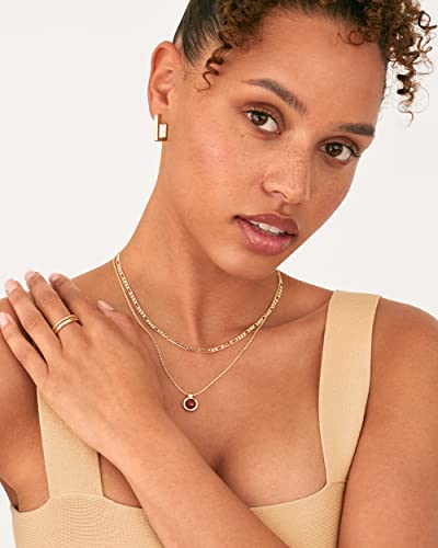 PAVOI 14K Gold Plated Layered Necklaces for Women | Gemstone Pendant Figaro Chain Necklace | Carnelian, Green Aventurine, Malachite Layering Necklace - color: Yellow Gold, style: Carnelian