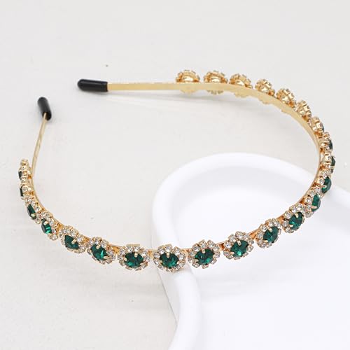 Bridal Headpiece Wedding Headband with Crystal and Hair Accessories (Green, 5.5'') - color: Green