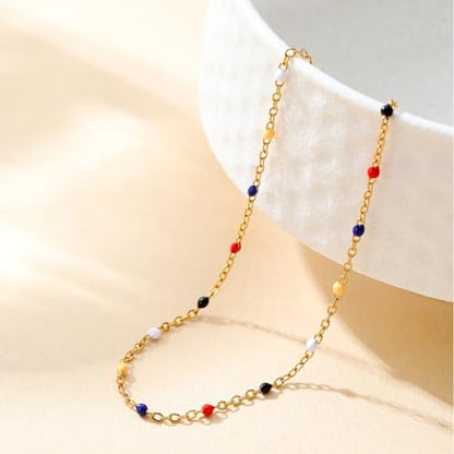 18K Gold Plated Boho Beaded Anklets for Women Dainty Gold Layered Round Ball Ankle Bracelet Pearl Cross Anklet Bracelet Waterproof Gold Jewelry - color: Colorful Beads-Gold