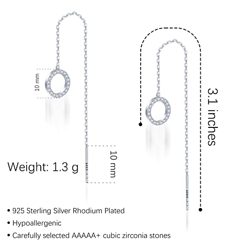 Pearl Dangle Earrings for Women, Threader Earrings Long Drop Earrings, Dainty Hoop Earrings Hypoallergenic Tassel Ear Chain for Wedding Jewelry Gifts - color: Cubic Zirconia Threader Earrings