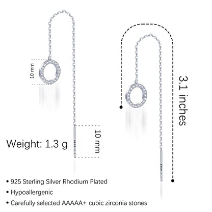 Pearl Dangle Earrings for Women, Threader Earrings Long Drop Earrings, Dainty Hoop Earrings Hypoallergenic Tassel Ear Chain for Wedding Jewelry Gifts - color: Cubic Zirconia Threader Earrings