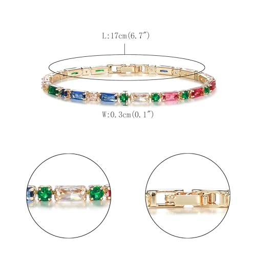 FANZE Gold Plated Cubic Zirconia Tennis Bracelets for Women Dainty Trendy Adjustable Bracelet Jewelry Gift for Ladies Wedding Mother Birthday Anniversary - style: Style 8A