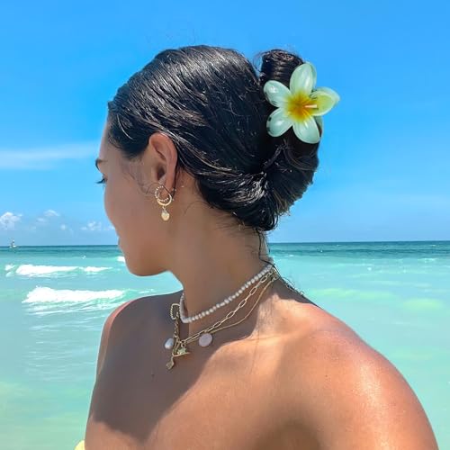 6 Pcs Flower Hair Clips for Women, Hawaiian Hibiscus Flower Claw Clips, Summer Beach Essentials Hair Accessories - color: Multicolor