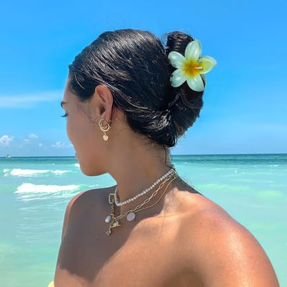 6 Pcs Flower Hair Clips for Women, Hawaiian Hibiscus Flower Claw Clips, Summer Beach Essentials Hair Accessories - color: Multicolor