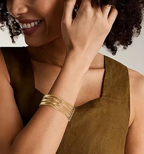 Multi-Layer Cuff Bracelet for Women Cross Wire Bracelets Open Wide Cuff Gold Bangle Bracelet - color: D