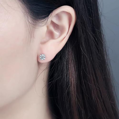 Dainty Solitaire Necklaces Stud Earrings Set For Women,White Gold Plated Simple Prom Jewelry Set Cubic Zirconia Pendant Choker Necklace And Earring Sets Wedding Jewelry For Bridal - color: 6 Prong necklace stud set