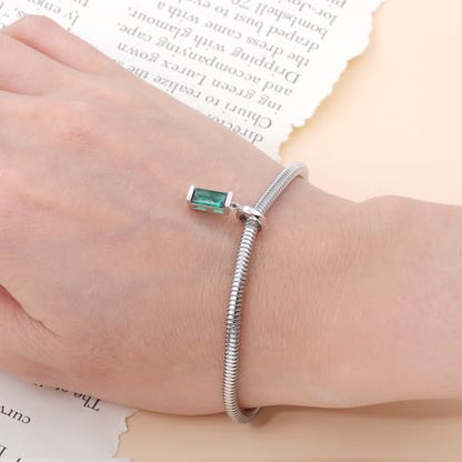 Helonley Birthstone Charms for Charms Bracelet: Birth Stone Charms | 925 Sterling Silver Birth Stone Bead Charms for Bracelets and Necklaces, Christmas Birthday Gifts for Mom and Wife - color: May.