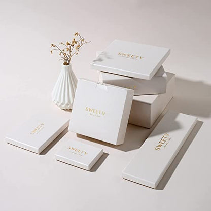 SWEETV Cubic Zirconia Pearl Drop Wedding Earrings for Brides, Ivory Bridal Pearl Earrings for Bridesmaid Jewelry Gift - color: 01.Style 1-Gold