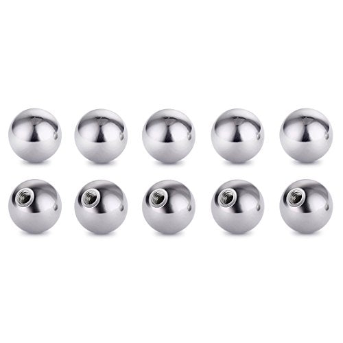 Threaded 316L Steel Replacement Balls Piercing Parts for Body Jewelry 14G 16G Barbell - style: 10pcs 14G 6mm
