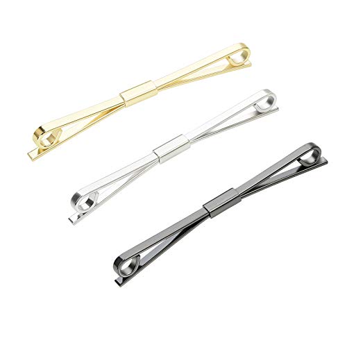 Necktie Tie Clips Collar Bar Shirt Collar Stay Tie Pins Cravat Clip Jewelry Accessories for Men Silver Gold Black Tone - color: 3PCS