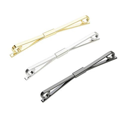 Necktie Tie Clips Collar Bar Shirt Collar Stay Tie Pins Cravat Clip Jewelry Accessories for Men Silver Gold Black Tone - color: 3PCS