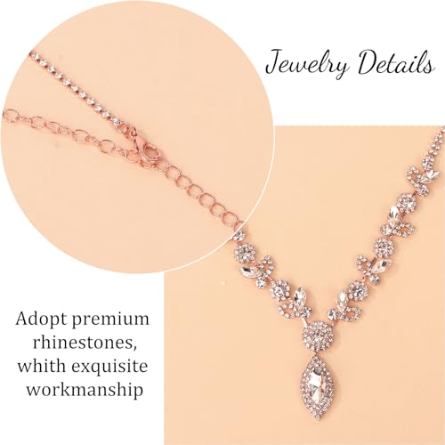 Bridal Jewelry Set for Wedding Prom Jewelry Set for Women Sparkly Rhinestone Necklace Earrings Bracelet Sets for Bride Bridesmaid Quinceanera Costume Accessories - style: F