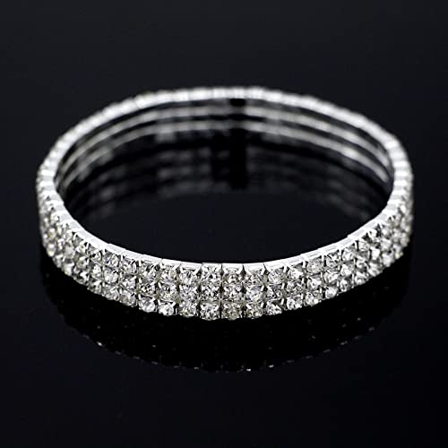 Fesciory Heart Rhinestone Ankle Bracelets for Women, Adjustable Silver Plated Shiny Tennis Anklets, Twinkle Cubic Zircon Imitation Diamond Anklet Foot Chain Jewelry Gifts - color: Three Row Rhinestone