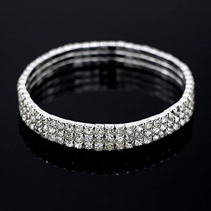 Fesciory Heart Rhinestone Ankle Bracelets for Women, Adjustable Silver Plated Shiny Tennis Anklets, Twinkle Cubic Zircon Imitation Diamond Anklet Foot Chain Jewelry Gifts - color: Three Row Rhinestone