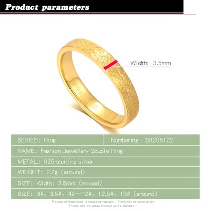 Dankadi Simple Fashion S925 Sterling Silver Ring Smooth Plain Dome Comfort Solid Silver Wedding Ring For Men & Women 3.5 mm 3-13# 24k Real Gold Plated Jewelry - color: Fashion Gold