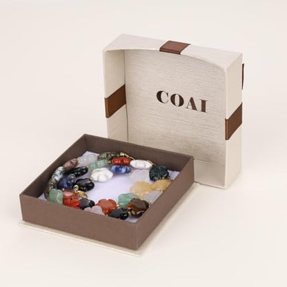COAI Chunky Colorful Necklace for Women, Summer Beach Jewelry Crystal Flower Necklace for Women, Multi-Gemstones Sodalite Red Jasper Chunky Choker - style: Colorful Beaded Necklace