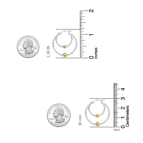LeCalla 925 Sterling Silver Hoop Earrings for Women | Lightweight Two-Tone & Gold-Plated Hoops Earring Jewelry | Bead Ball & Evil Eye Click-Top Round & Oval Hoop Earrings Jewelry Gifts - color: Two-Tone Double Hoop