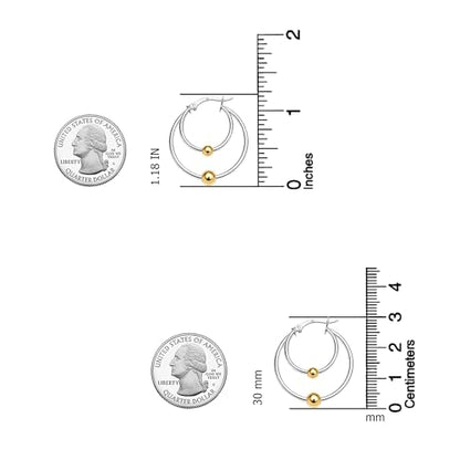 LeCalla 925 Sterling Silver Hoop Earrings for Women | Lightweight Two-Tone & Gold-Plated Hoops Earring Jewelry | Bead Ball & Evil Eye Click-Top Round & Oval Hoop Earrings Jewelry Gifts - color: Two-Tone Double Hoop