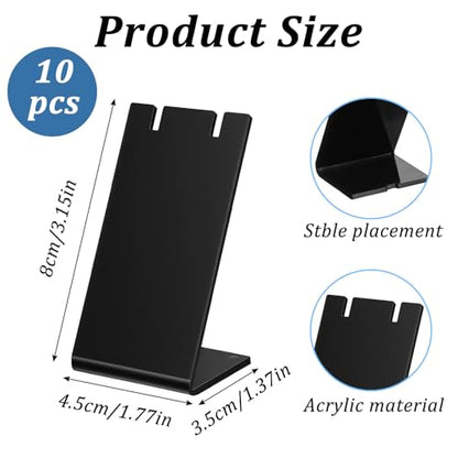 10PCS Acrylic Earring Holder Black L-Shape Jewelry Display Stands for Vendors Necklace Display Rack Retail Store Display Props, Earring Organizer for Jewelry Dangling Slant Back