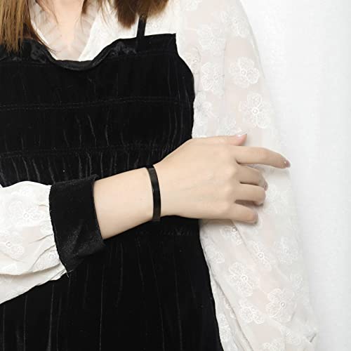 Stainless Steel Open Bangle Bracelet for Women 6mm/8mm Fashion Adjustable Wristband - color: D-Black, size: 6mm