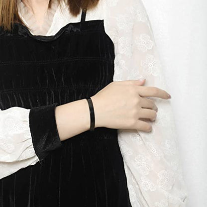 Stainless Steel Open Bangle Bracelet for Women 6mm/8mm Fashion Adjustable Wristband - color: D-Black, size: 8mm
