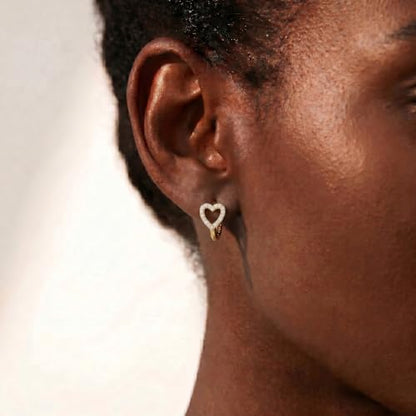 SLUYNZ Sterling Silver Love Heart Huggie Earrings for Women Teens CZ Love Heart Hoop Earrings for Valentines Day - color: B-Yellow