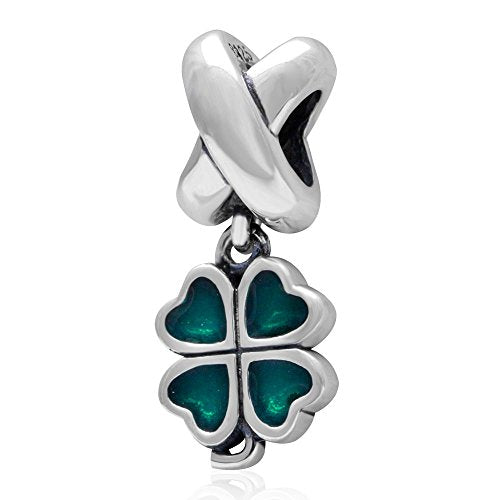 Charms for Bracelets and Necklaces Statue of Liberty CHARM and Family Clasp Safety Chain Charm Beads Charms Jewelry for Women - color: Green Lucky Clover