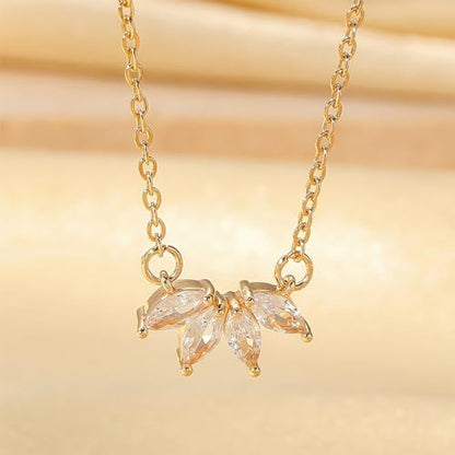 Luxval Diamond Pendant Gold Necklace for Women，Dainty 18k Gold Plated Choker Necklaces Simple Gold Jewelry Gifts for Women - color: Gold-Flower