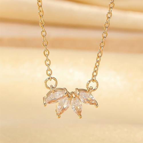 Luxval Diamond Pendant Gold Necklace for Women，Dainty 18k Gold Plated Choker Necklaces Simple Gold Jewelry Gifts for Women - color: Gold-Flower