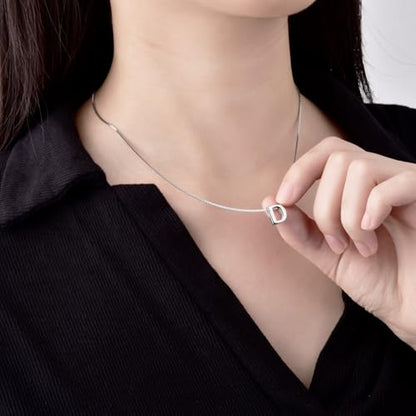 CANDYFANCY Initial Pendant 925 Sterling Silver Letters Personalized Alphabet Pendant Fit 1mm Box Chain - color: Alphabet D Pendant