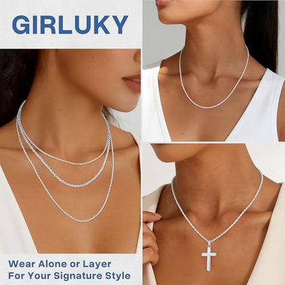 1.5mm 2mm Rope Chain 925 Sterling Silver Chain Necklace for Women, Durable Sturdy Women's Chains Necklace, 16 18 20 22 24 26 Inch