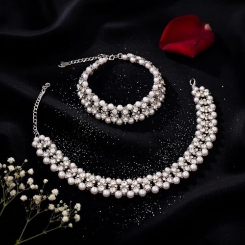 Efulgenz Indian Anklet Bracelet Bridal Crystal Faux Pearl Jhanjara Payal - color: White