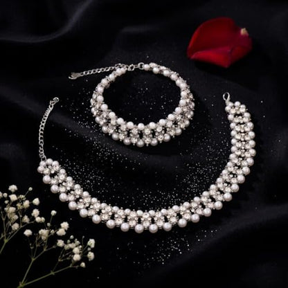 Efulgenz Indian Anklet Bracelet Bridal Crystal Faux Pearl Jhanjara Payal - color: White