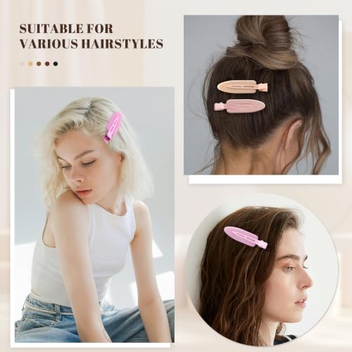 10 Pcs Creaseless No Crease No Bend Flat Hair Clips For Styling Non Slip Makeup Clips For Women Salon Hairstyle, Pink Rose Red - color: Pink Rose Red