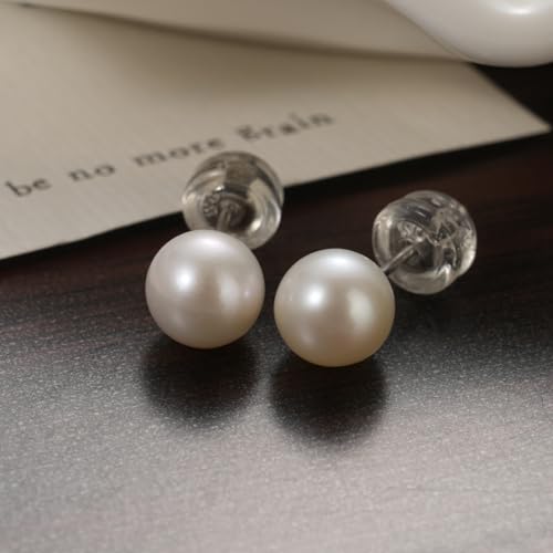 Valentine Gifts for Women Teen Girls Small Pearl Earrings,Handpicked Freshwater Pearl 6~10mm,Sterling Silver Stud Hypoallergenic Earrings For Women