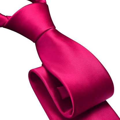 Branduce 3.15"（8cm） Mens Solid Satin Tie Pre-tied Adjustable Zipper Necktie for Business and Wedding - color: Hot Pink -2