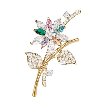 Brooches for Women, Shiny Cubic Zirconia Brooch Pins for Women Fashion Brooch Pin Broach Jewelry Gift - color: Floral Branch