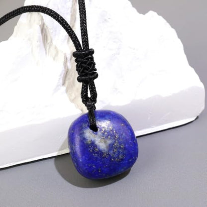 Anjiucc Natural Gemstone Tree of Life Black Obsidian/Golden Obsidian Pendant Necklace for Male and Female Necklace - color: Lapis Lazuli