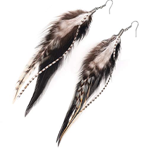 lureme Bohemian Multicolor Pheasant Feathers Dangle Earrings Handmade Natural Feather Earrings (er006314) - style: Style F